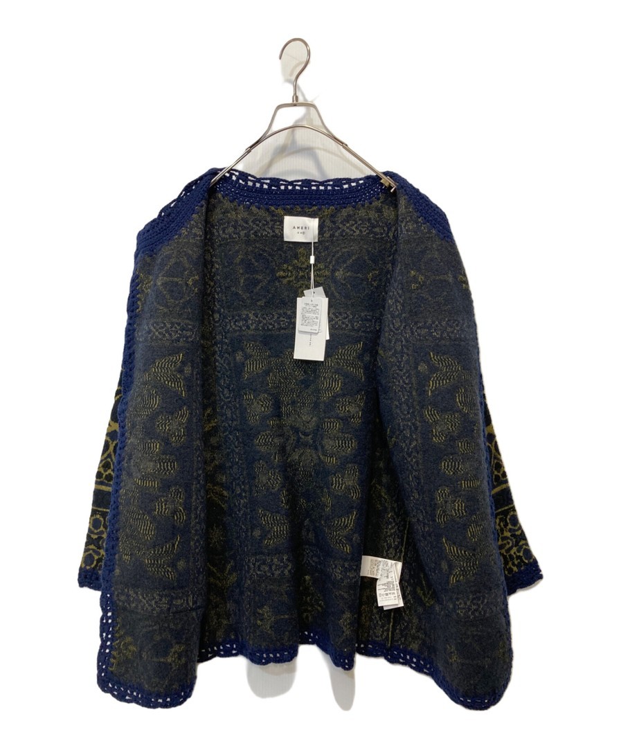 Ameri RUG PATTERN KNIT JACKET 124207000000 Navy 3… - image 3
