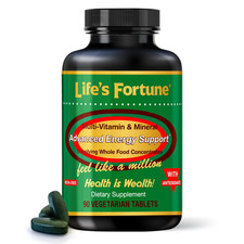Life's Fortune Multivitamin & Mineral 90 Tablets All Natural Energy Source