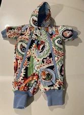 Hanna Andersson Snow Winter Bunting paisley blue and green Size 60/ 3-6 M New