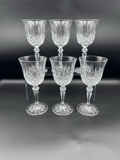 6 Vintage Bohemia Crystal Marquis Wine Glasses