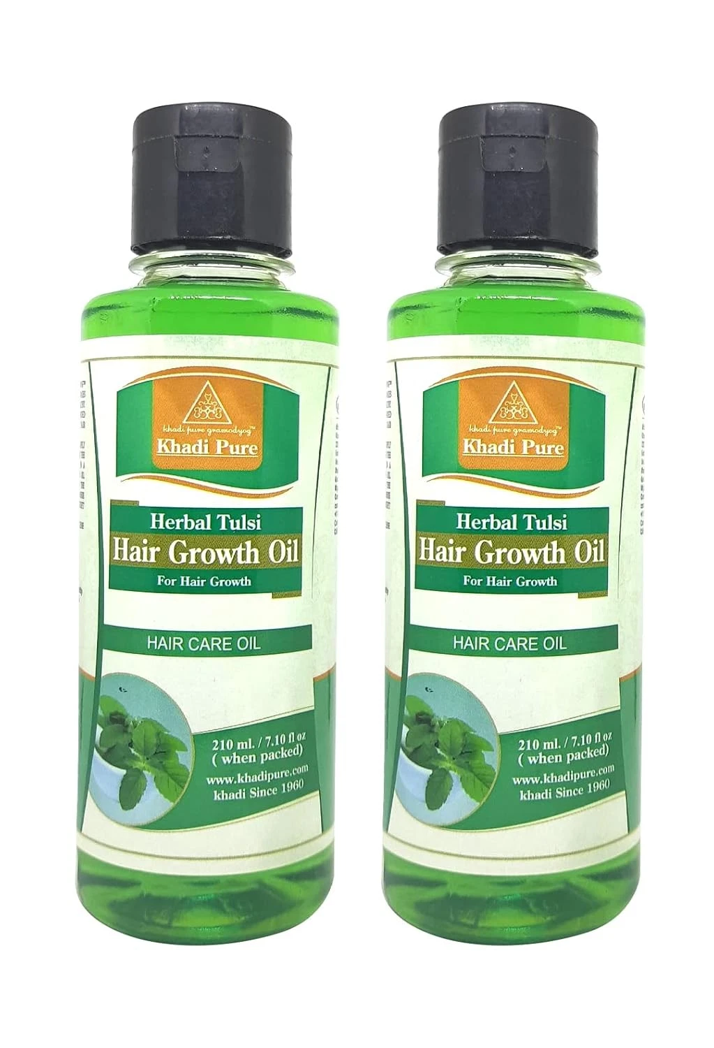 Khadi Herbal Pure Tulsi Hair Growth Oil 210ml Each Set Of 2