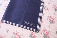 Vintage Christian Dior Silk Hand Rolled Handkerchief Pocket Square 18" ITALY