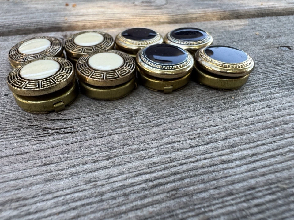 Vintage Button Jackets Covers Lot 8 Brass Gold Toned Enamel White Blue Glamour - Image 4 of 4