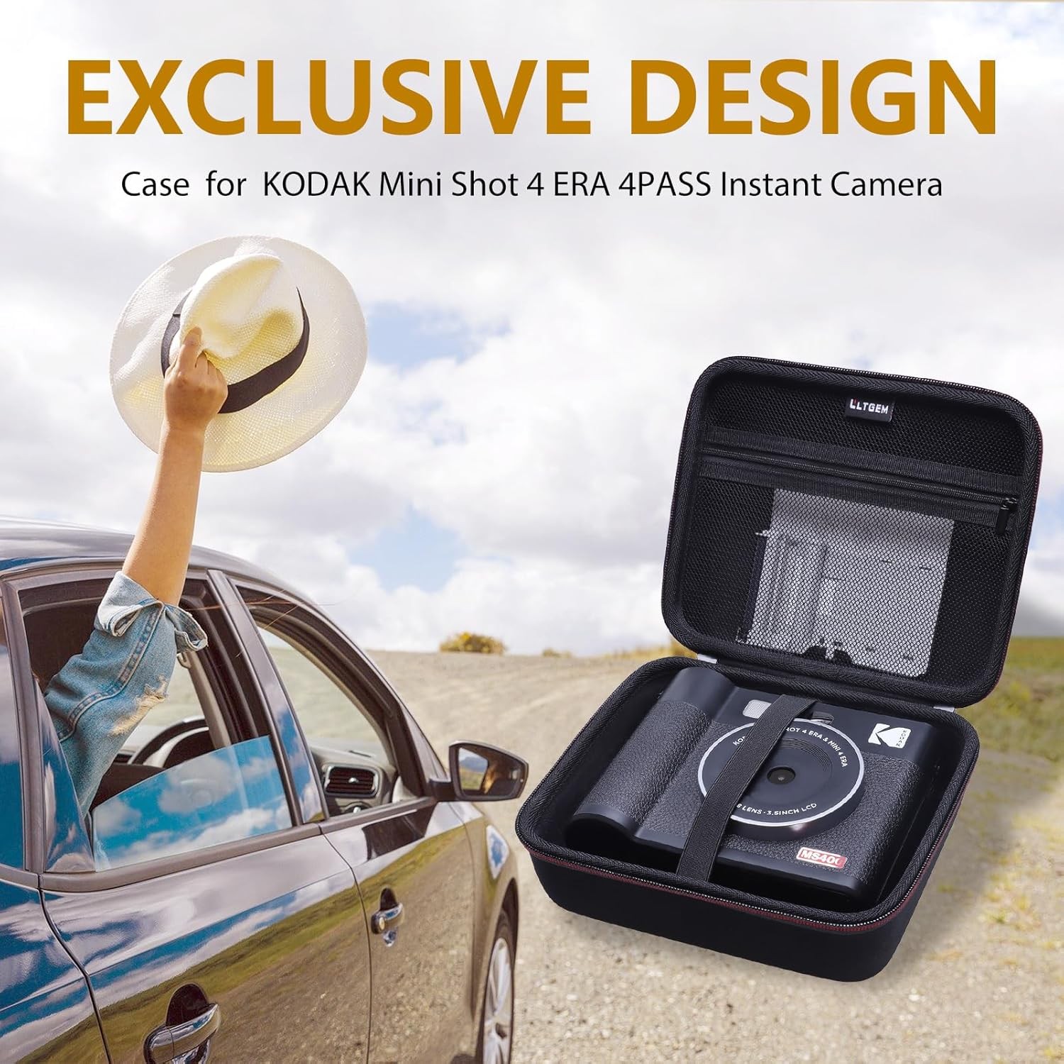 LTGEM Case Compatible with KODAK Mini Shot 4 ERA 4PASS 2-in-1 Instant Black 