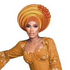 Nigerian Floral Headwrap African Women Headtie Wedding Party Headwear Cap Bonnet