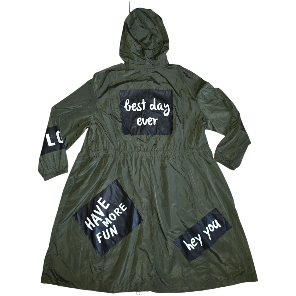 Mia Moda Regen- und Wettermantel Gr 54 Khaki Mit Schrift Details NEU - Bild 4 von 4