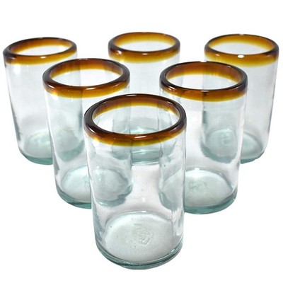 MAREY Hand Blown Mexican Drinking Glasses Artisan Crafted from Mexico Set of ...