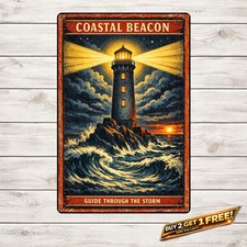 Nautical Theme Wall Decor Tin Sign Retro Ocean Home Wall Art 8x12