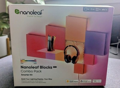 Nanoleaf Blocks Combo XL Smart Light Smarter Kit w/ Shelf, Pegboard, 8 Panels