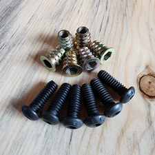 Threaded Wood Inserts and Furniture Bolt Hardware Packs for Attaching Table legs
