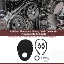Polished Aluminum Timing Chain Cover Kit With Gaskets And Bolts for Chevy SBC