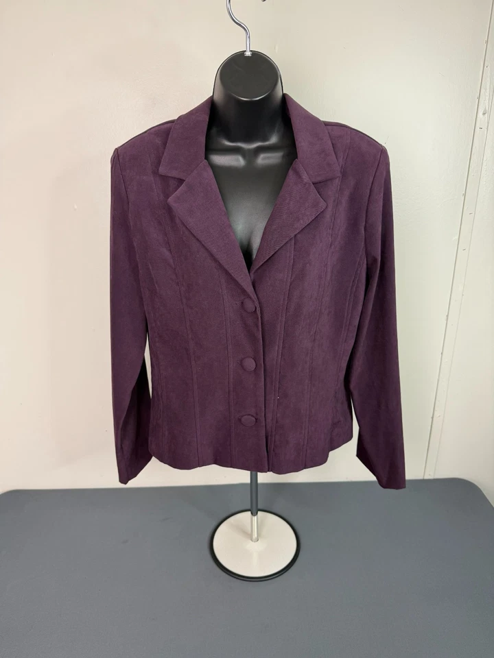 Jessica Howard Women's Blazer Jacket with Shoulder Pads Plum Size 12 Office Work - Image 2 of 4