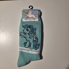 My Little Pony Girls Crew Socks Light Blue Cartoon Rainbow Unicorn Size 6-11