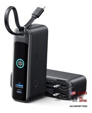 Portable Charger, 10000mAh 30W Fast Charging Power Bank, Built-in USB C Black