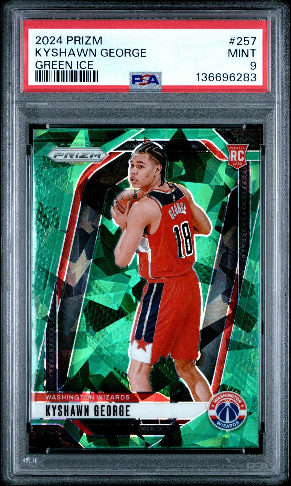 2024 PANINI PRIZM GREEN ICE #257 KYSHAWN GEORGE PSA 9