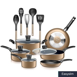 Ensemble d'articles de cuisine 15-Piece Pots en aluminium autres que les fours & Pans, Intérieur noir