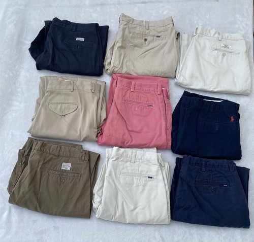 Lot of 9 Polo Ralph Lauren Khaki Chino/andrew Pants Mens Various Sizes Colorful