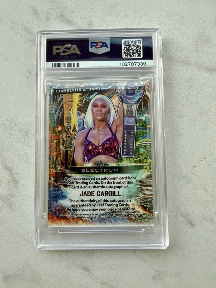 Jade Cargill 2024 Leaf Electrum 签名 1/9 扎染书挡 WWE — 第 2/3 张图片