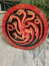 Handmade Viking Dragon Shield   Red  Black Norse Round Wooden Shield  Medieval