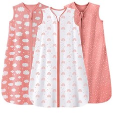 Unnivoll Baby Sleep Sack 6-12 Months 3 Pack 100 Cotton Medium, 0.5 Tog Pink