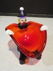 Vintage Red Murano Style Art Glass Clown Candy Trinket Dish Bowl