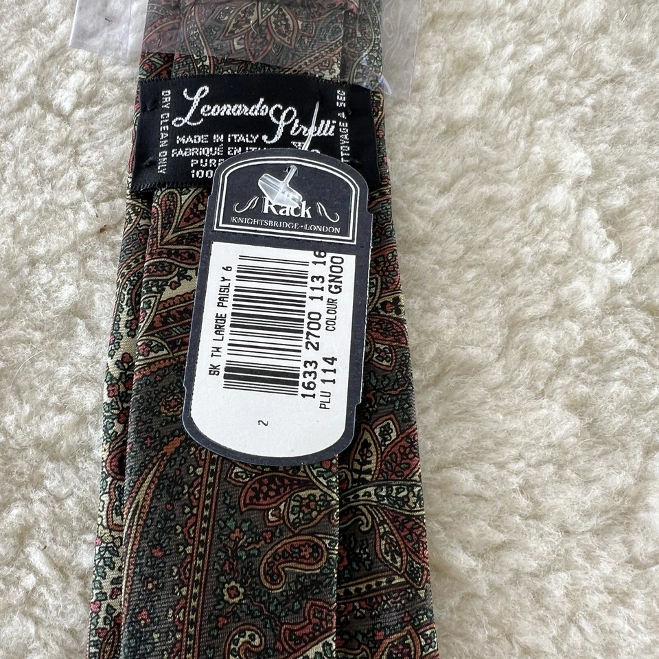 Leonardo Vintage 70s Paisley Tie Slim Necktie Men's Retro Men’s New - Image 3 of 4