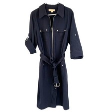 Michael Kors Black Belted Shirt Utility Dress 1X Roll Sleeves