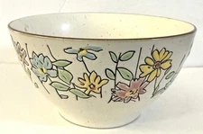 Spring Valley Bowl Ceramic Stoneware By Blue Sky Spectrum 6” D Flowers