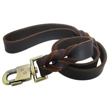 Leather Dog Leash 3 ft Upgrade Braided Thick Genuine Leather Dog Leash with L...