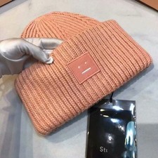 Acn#e1 Studios Knit Ribbed Beanie Hat Black Wool Warm Ski Sport Skull Caps Hat