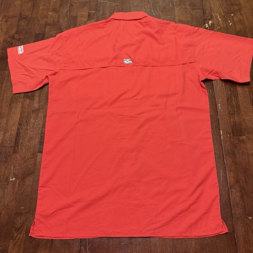 Drake Performance Fishing Shirt Mens Medium Vented Red Button Up Pockets - Picture 6 of 10
