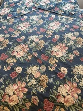 Williamsburg Crown Craft 100% Cotton Queen Comforter 2 Shams Blue Floral Reverse