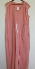 J Crew V-Neck Sleeveless Midi Dress Drawstring Waist-Red Pinstripe-Med -NWT $79