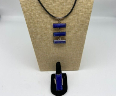 Jay King DTR Mine Finds Necklace Ring Sz 9.5 Dark Blue Lapis 925 17 inches