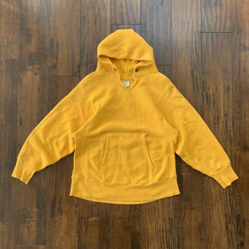 Vintage 70s Champion USA Reverse Weave Sweatshirt Hoodie Basic Blank Yellow 60s - Picture 1 of 12