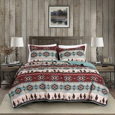 Chezmoi Collection Dune Southwestern Cowboys Microfiber Bedspread Quilt Set