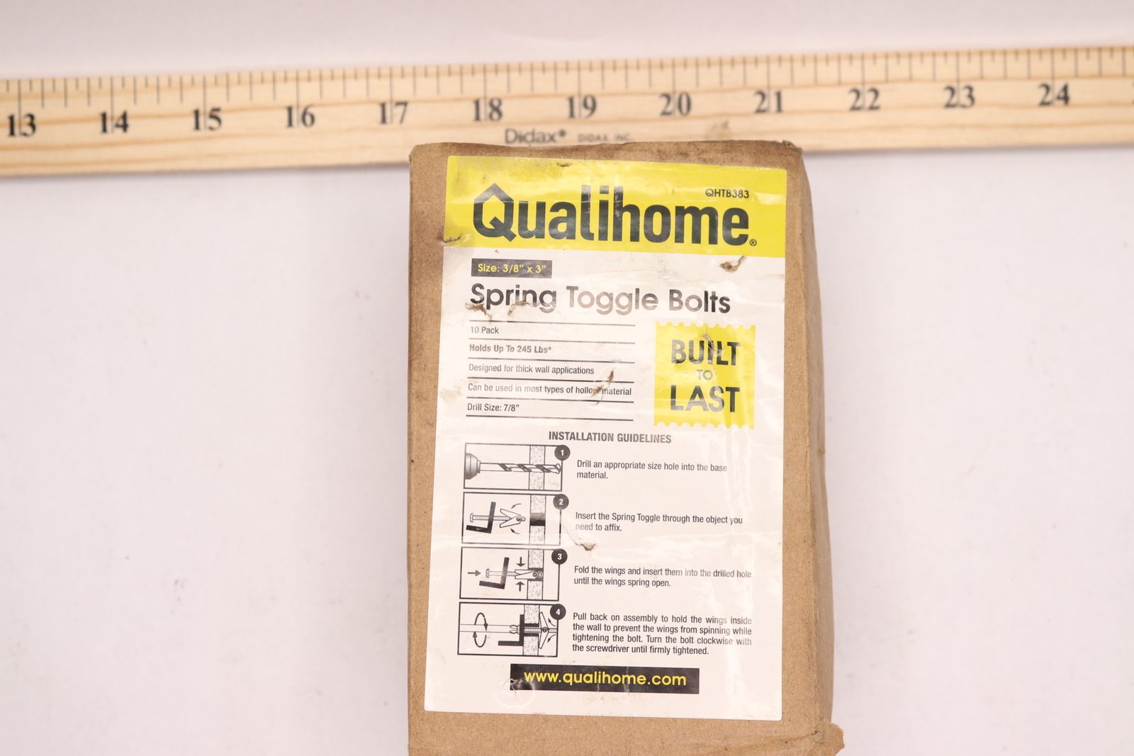 (10Pk) Qualihome Spring Toggle Bolt Anchors Stainless Steel 3/8" x 3