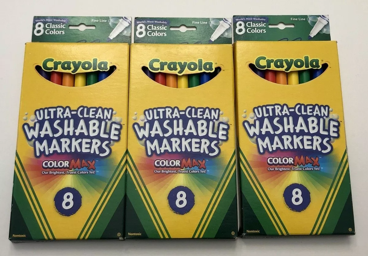 Crayola Color Max Washable Markers, Ultra-Clean, Classic Colors - 8 markers