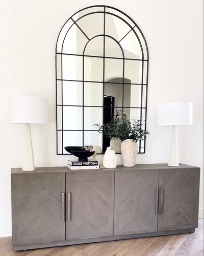 Grantola Black Arched Window Pane Wall Floor Mirror  ~ Uttermost 09698 - Picture 3 of 9