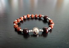 Bracciale elastico, con Immagine  di Padre Pio, in legno