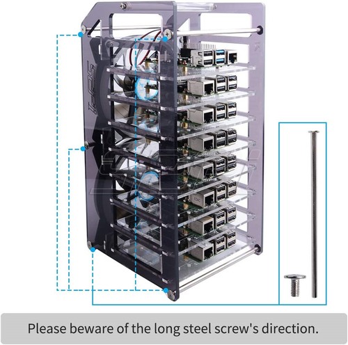 Cluster Stackable Rack Case with Cooling LED Fan for Raspberry Pi Jetson Nano - Picture 5 of 17