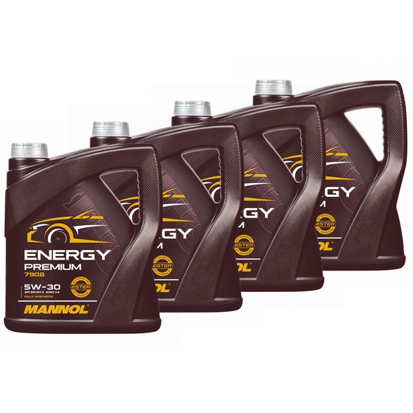 MotoröL ÖL Mannol Energy Premium 5W-30 API SN 4 X 4 Liter FüR BMW Hyundai Mazda-image