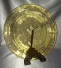 Set (4) Yellow/Amber Depression Glass Cabbage Rose Sharon 8.5" Dinner Plates
