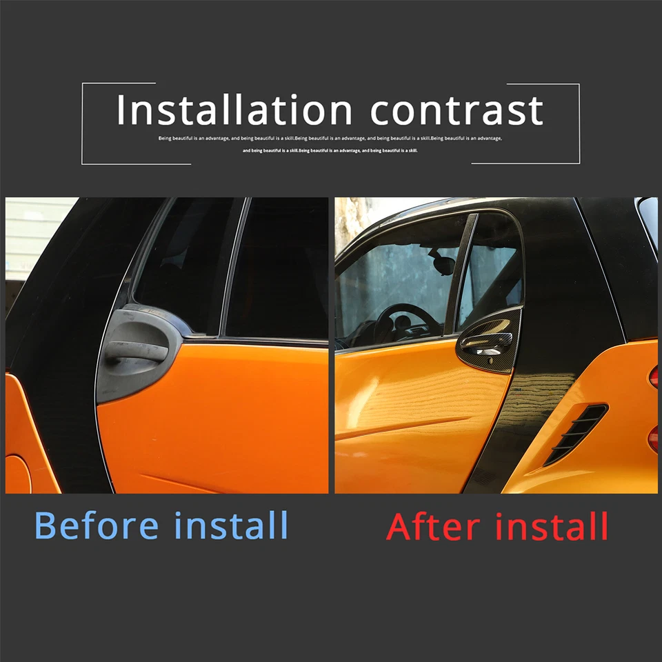 Kits protectores de cubierta de manija de puerta de coche para Smart ForTwo 2007-2015 fibra de carbono ABS Foto 2 de 4