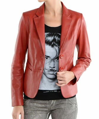 CLASSIC New Women's Red TWO BUTTON Blazer Soft Lambskin Causal SlimFitCoatBlazer
