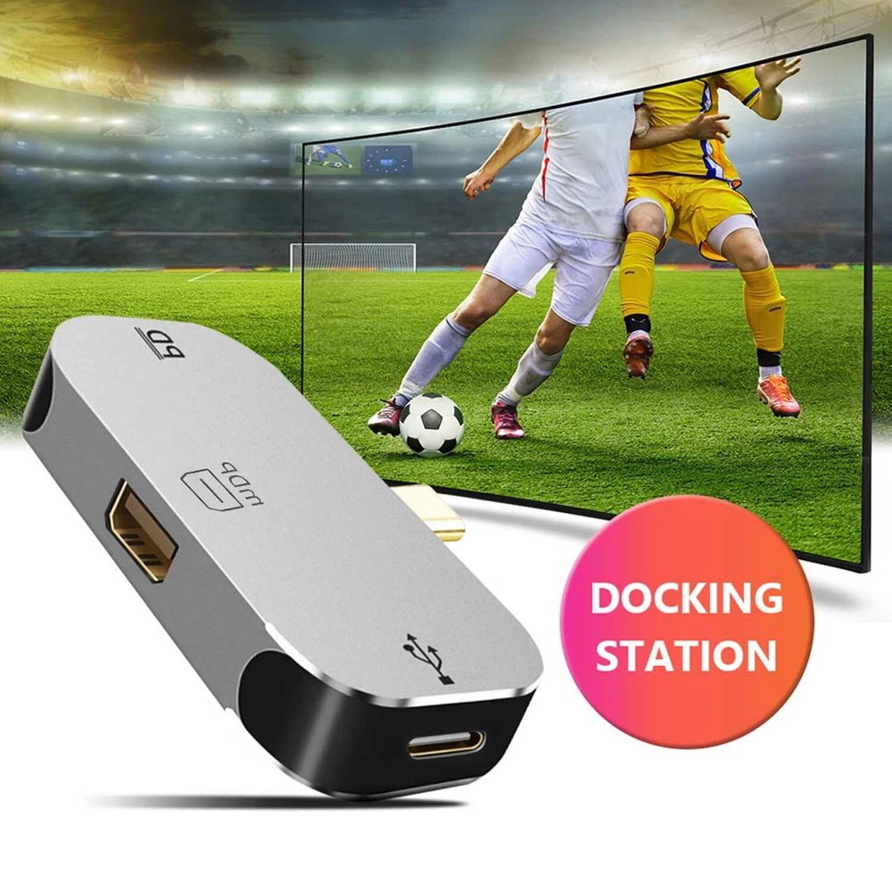 USB Hub Type C 3.1 to Mini DP C Port Adapter 3-in-1 Multi USB PD Docking Station