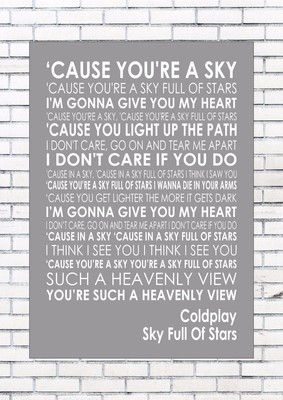 Sky Full Of Stars Coldplay Typography Words Song Lyric Lyrics Ebay Sky Full Of Stars Coldplay Typography Words Song Lyric Lyrics Ebay
