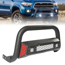 Textured Black Bull Bar Bumper Guard w/LED Light Fit For 2016-2023 Toyota Tacoma