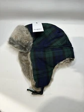 Plaid Faux Fur Trapper Hat - Goodfellow & Co Blue Spruce One Size