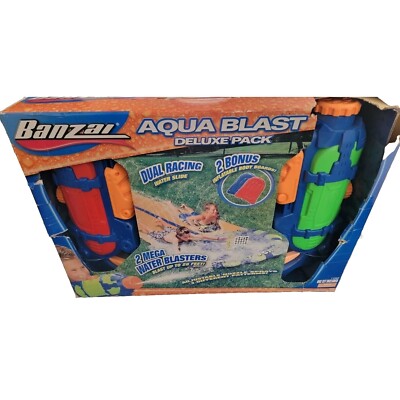 Banzai Aqua Blast Deluxe Pack Two Water Guns w body boards dual water slide mega